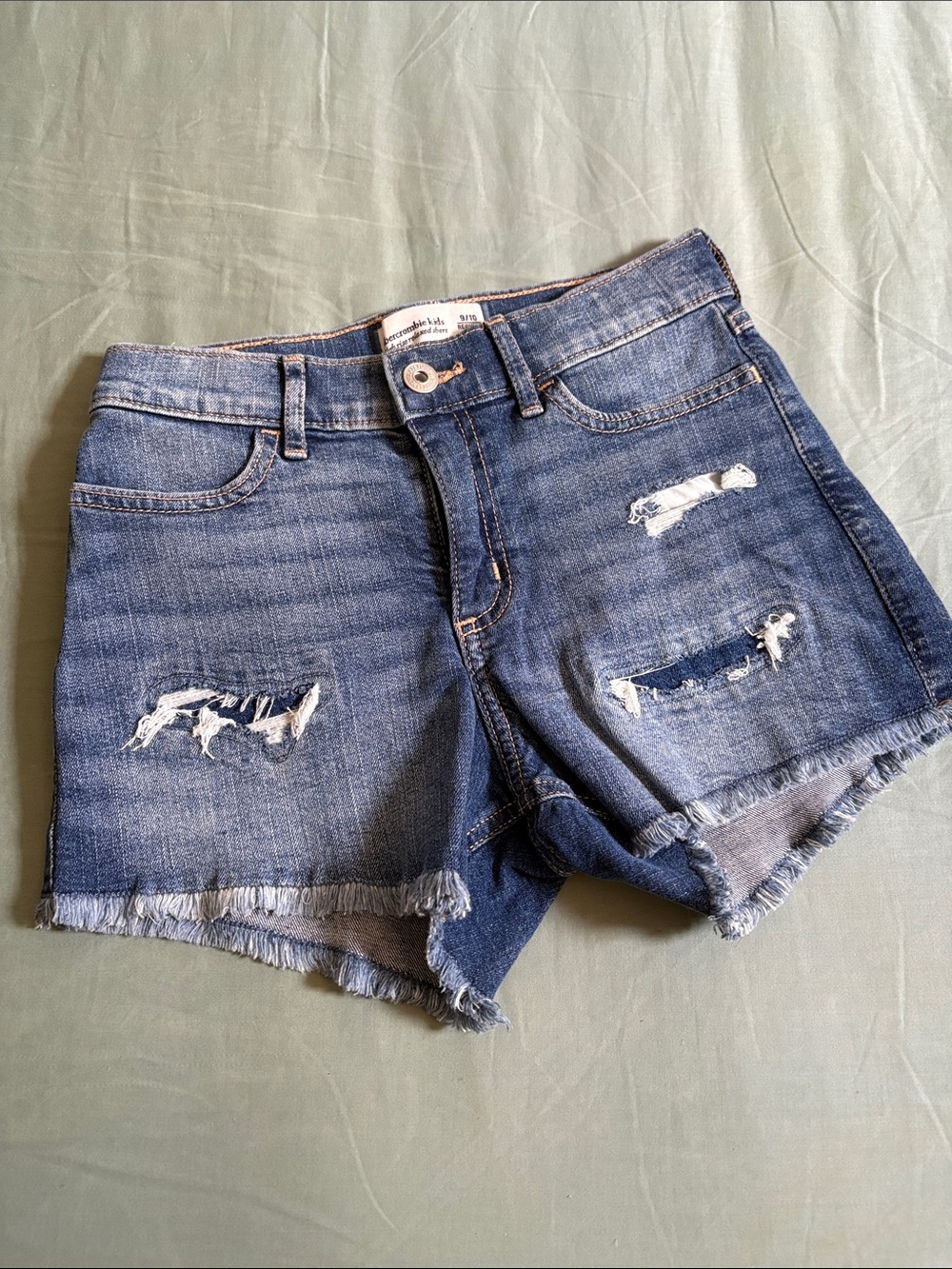 abercrombie kids Distressed Blue Denim Cutoff Shorts